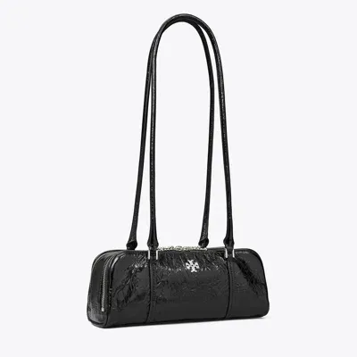 Tory Burch Mini Crinkle Leather Marshmallow Satchel In Black