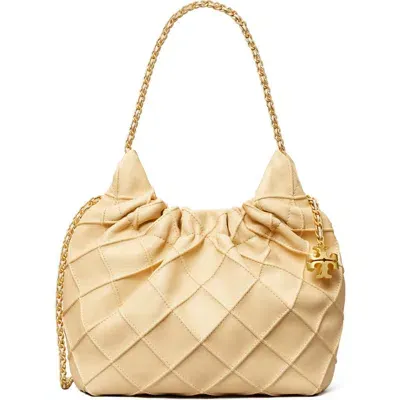 Tory Burch Mini Fleming Quilted Leather Hobo Bag In Vanilla Soft Serve