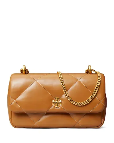 Tory Burch Kira Mini Diamond Quilted Leather Crossbody Bag In Tan