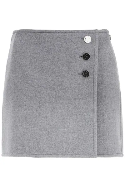 Tory Burch Mini T Monogram Skirt In Gray Mélange T Monogram (grey)