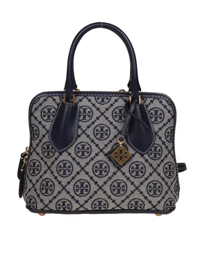 Tory Burch Mini Trunk Bag In Jac Quard Fabric In Grey