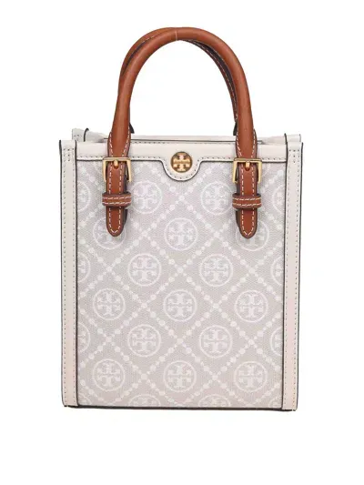 Tory Burch Minishopping In Ivory Color Monogram Fabric In White