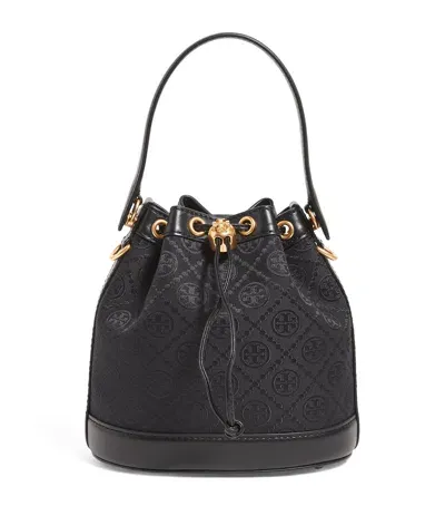 Tory Burch Monogram Bucket Bag In Black