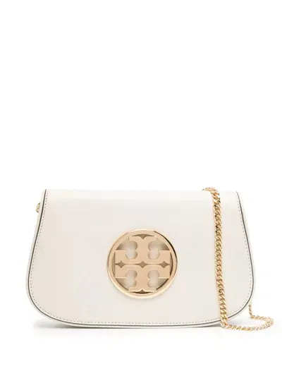 Tory Burch Clutch Mit Logo-schild In Beige