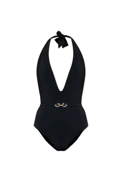 Tory Burch One Piece Chained Swimsuit In Black