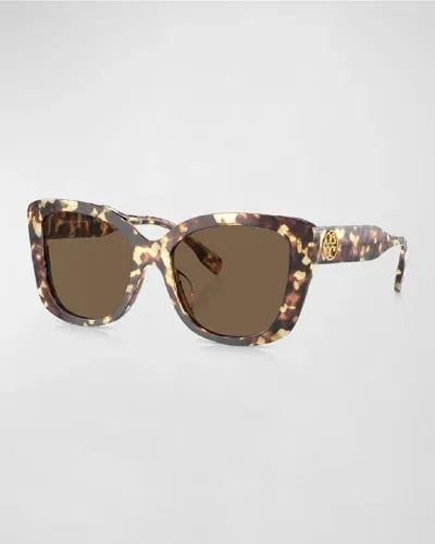 Tory Burch Oversized Acetate Butterfly Sunglasses In Dark Brown