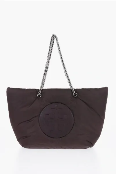 Tory Burch Padded Elly Tote Bag With Chain Detail In Burgundy