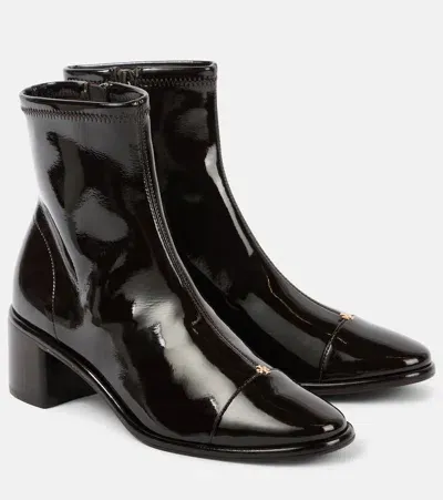 Tory Burch Patent Leather Ankle Boots In Brown