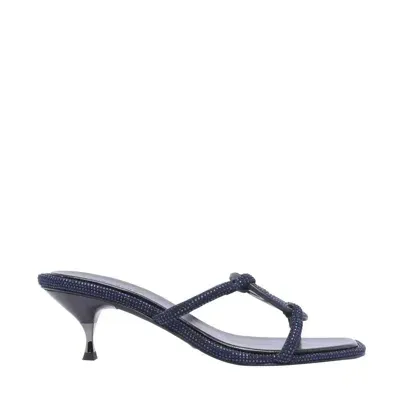 Tory Burch Pave Geo Bombe Miller Heel Sandals In Blue