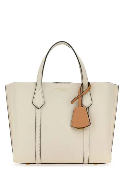 Tory Burch Perry Small Triple-compartment Leather Tote Bag In Bianco