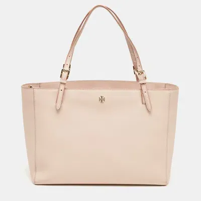 Pre-owned Tory Burch Pink Leather Large York Buckle Tote