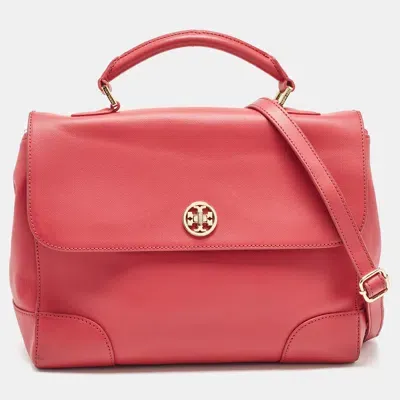 Pre-owned Tory Burch Pink Leather Robinson Top Handle Bag