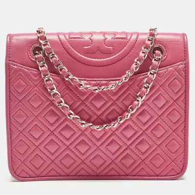 Pre-owned Tory Burch Pink Leather Small Fleming Shoulder Bag