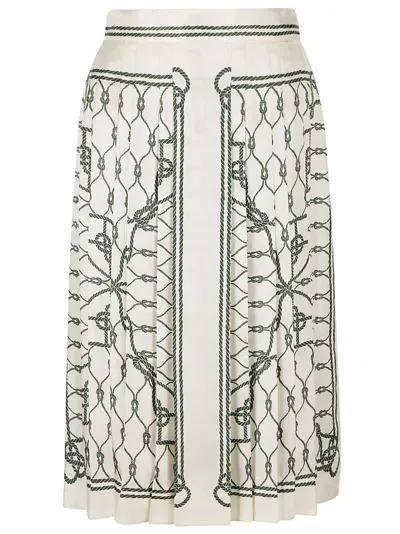 Tory Burch Printed Pleated Skirt In Green