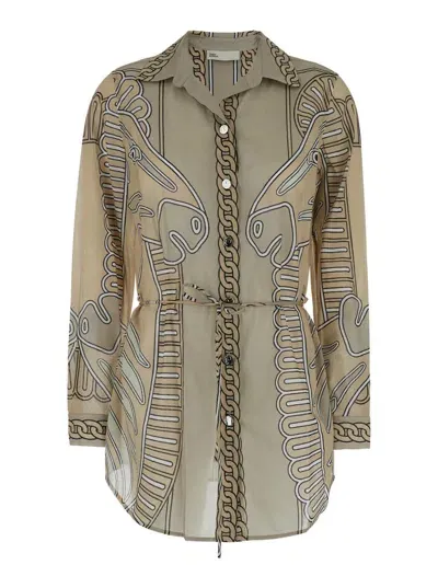 Tory Burch Printed Shirt In Neutrals