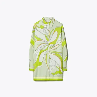 Tory Burch Printed Silk Tunic In Chartreuse Twisty Flower