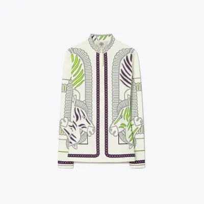 Tory Burch Printed Surf Shirt In Ivory Zebra Scarf