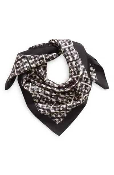 Tory Burch Prismatic T Monogram Silk Scarf In Black