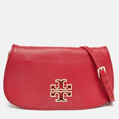 Pre-owned Tory Burch Red Leather Britten Crossbody Bag