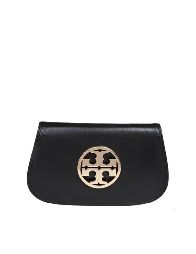 Tory Burch Reva Logo Plaque Shoulder Bag In Black