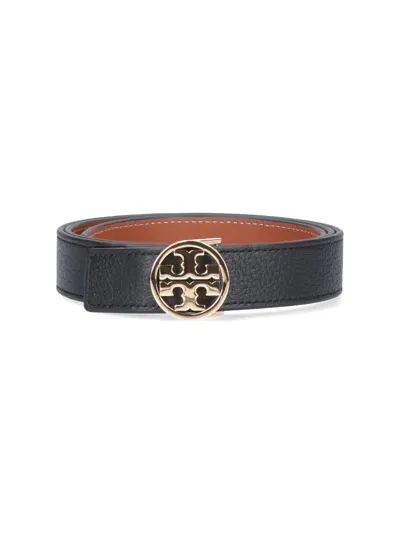 Tory Burch Reversible Belt 'miller' In Black  