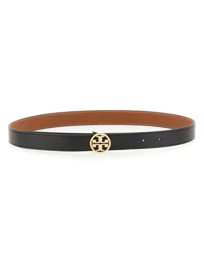 Tory Burch Reversible "miller" Belt In Black