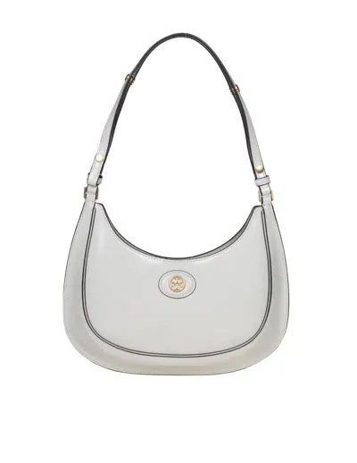 Tory Burch Robinson Crescent Shoulder Bag In Brushed Calfskin In Shea Butter