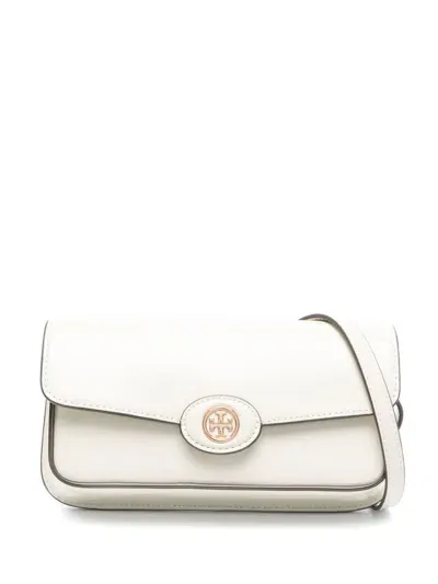 Tory Burch Robinson Spazzolato Cross Body Bag In White