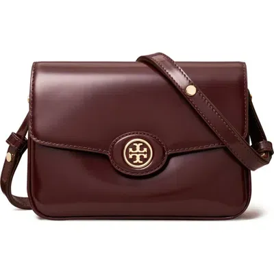 Tory Burch Robinson Spazzolato Leather Convertible Shoulder Bag In Tempranillo/gold