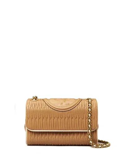 Tory Burch Small Fleming Shoulder Bag In Dusty Almond