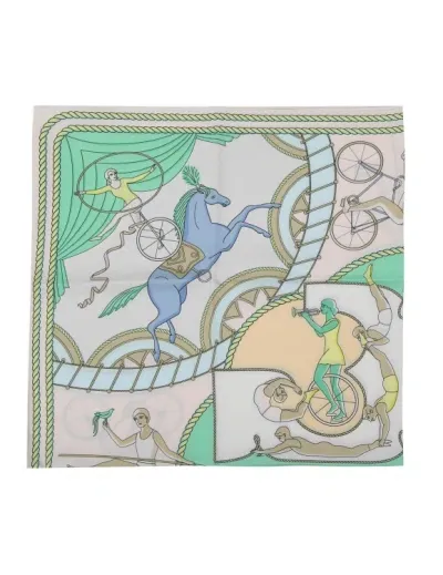 Tory Burch Silk Scarf With Acrobat Fantasy In Green