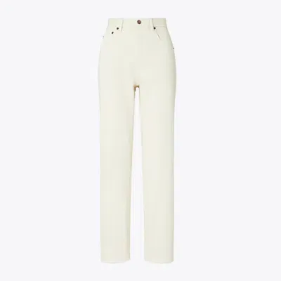 Tory Burch Slim Jean In Soft Oatmeal Cone Heavy Natural Denim