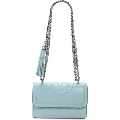 Tory Burch Small Fleming Convertible Leather Shoulder Bag In Mist