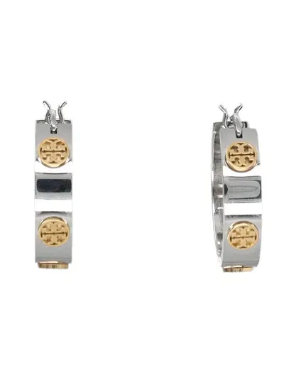 Tory Burch Small Miller Stud Hoop Earring In Tory Silver / Tory Gold