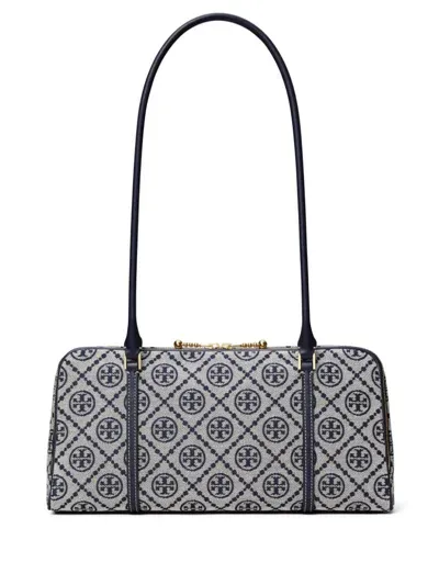 Tory Burch Small T Monogram Marshmallow Shoulder Bag In Blue