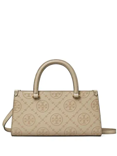 Tory Burch Small T Monogram Tote Bag In Beige