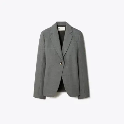 Tory Burch Stretch Flannel Blazer In Gray Mélange