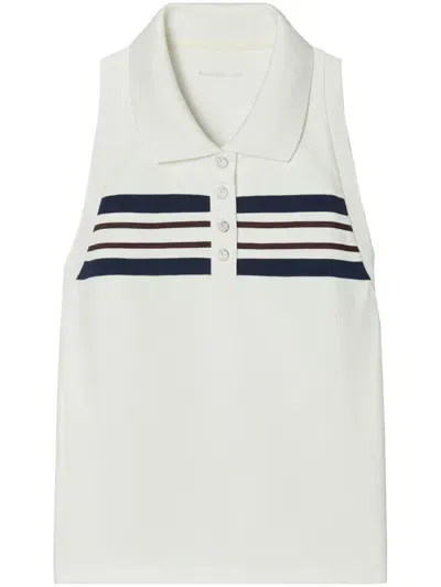 Tory Burch Striped Tank Top In White