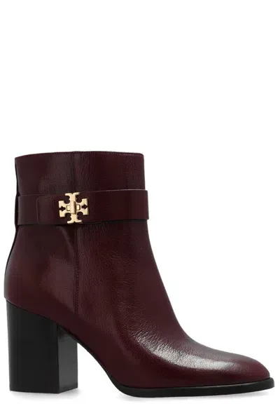 Tory Burch T Lock Heeled Ankle Boots In Red