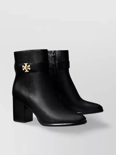 Tory Burch T-lock Leather Ankle Boots In Black