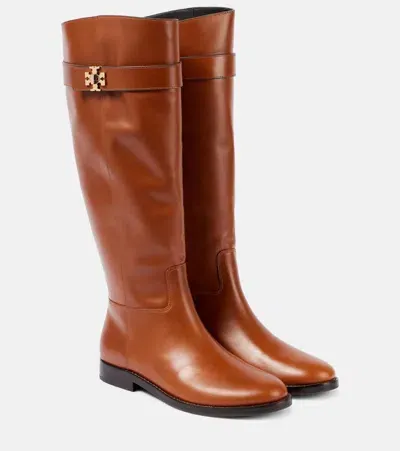 Tory Burch T Lock Leather Knee-high Boots In Sierra Cognac