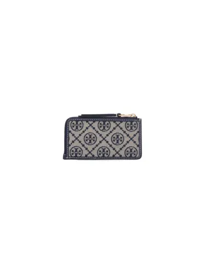 Tory Burch "t Monogram" Card Holder In Blue