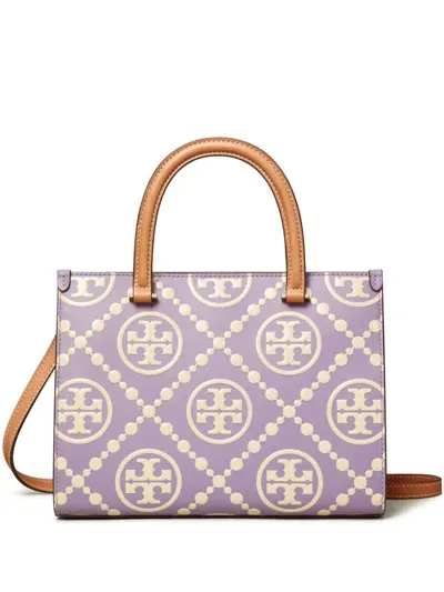 Tory Burch T-monogram Contrast Tote Bag In Neutrals