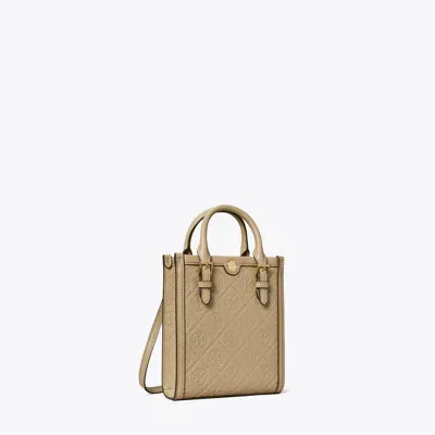 Tory Burch T Monogram Leather Mini Tote In Fresh Clay