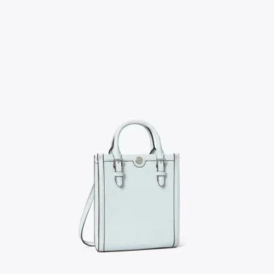 Tory Burch T Monogram Leather Mini Tote In Ice Blue