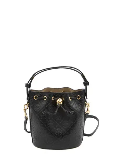 Tory Burch T Monogram Mini Bucket Bag In Black