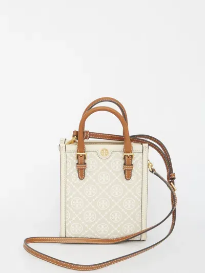 Tory Burch T Monogram Mini Tote Bag In Beige