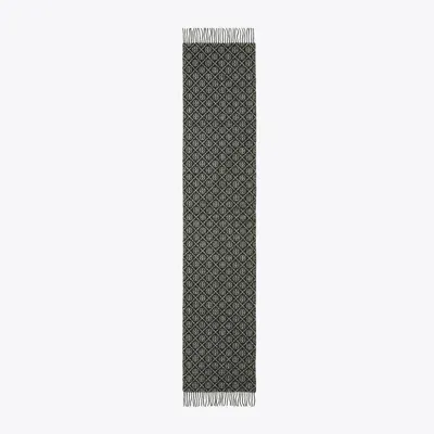 Tory Burch T Monogram Oblong Scarf In Black