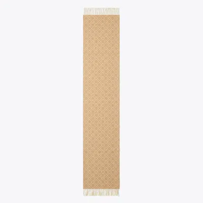 Tory Burch T Monogram Oblong Scarf In Camel