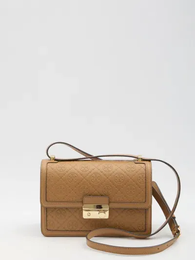 Tory Burch T Monogram Shoulder Bag In Beige